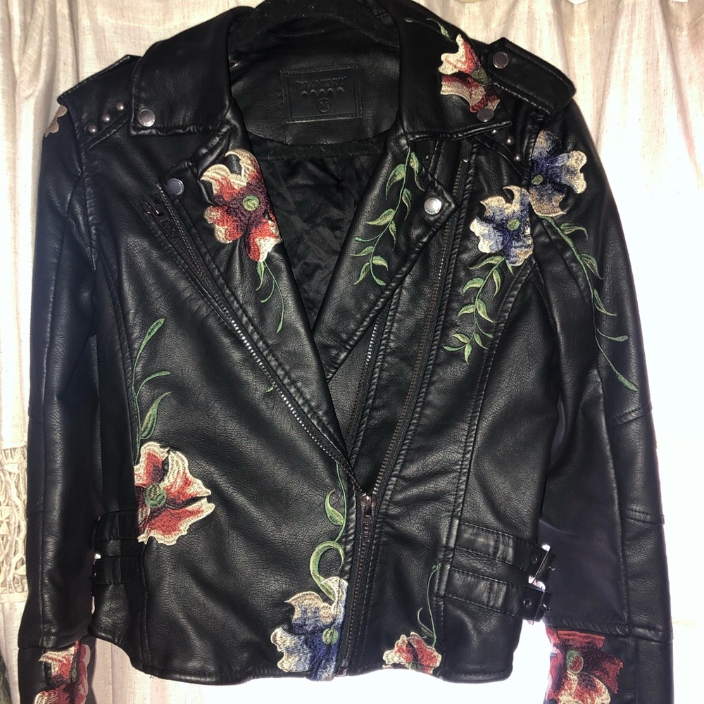 BlankNYC Floral Leather Moto Jacket